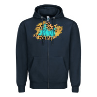 Navy glitter leopard turquoise patch Zipper Hoodie - AdoDesignShop