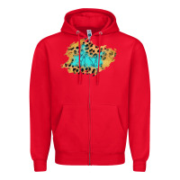 Red glitter leopard turquoise patch Zipper Hoodie - AdoDesignShop