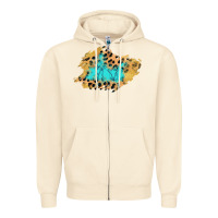 Sandshell glitter leopard turquoise patch Zipper Hoodie - AdoDesignShop