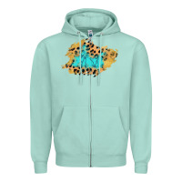 Seafoam glitter leopard turquoise patch Zipper Hoodie - AdoDesignShop