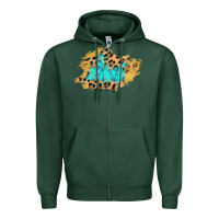 Sports Green glitter leopard turquoise patch Zipper Hoodie - AdoDesignShop
