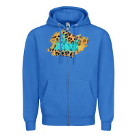True Royal glitter leopard turquoise patch Zipper Hoodie - AdoDesignShop