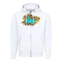 White glitter leopard turquoise patch Zipper Hoodie - AdoDesignShop