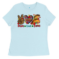 Baby Blue peace love tacos Ladies Tee - AdoDesignShop