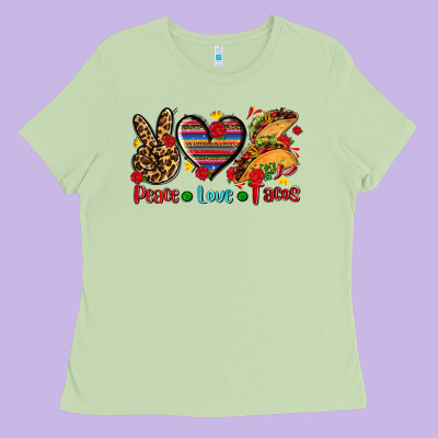 Peace Love Tacos Ladies Tee Designed By Adodesignshop