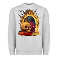 Heather Grey Halloween Skull Candles and Roses Heavyweight Sweatshirt - texasbilliewilder