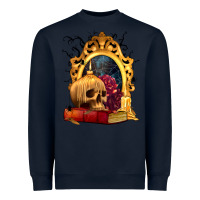 Navy Halloween Skull Candles and Roses Heavyweight Sweatshirt - texasbilliewilder