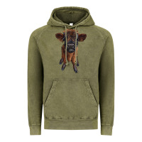 Vintage Olive highland cow calf Vintage Hoodie - RanaPortraitStore