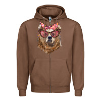 Chestnut mama bear with glasses and bandana Zipper Hoodie - Artiststas
