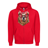Red mama bear with glasses and bandana Zipper Hoodie - Artiststas