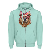 Seafoam mama bear with glasses and bandana Zipper Hoodie - Artiststas