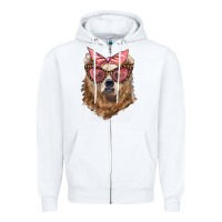 White mama bear with glasses and bandana Zipper Hoodie - Artiststas