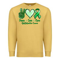 Antique Gold Peace love cure Gallbladder Cancer Premium Sweatshirt - NancyCooperArtShop