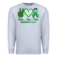 Heather Grey Peace love cure Gallbladder Cancer Premium Sweatshirt - NancyCooperArtShop