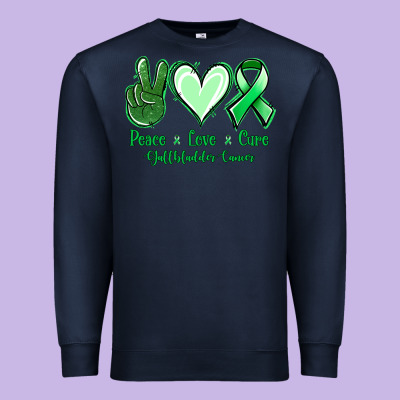 Peace Love Cure Gallbladder Cancer Premium Sweatshirt Designed By Nancycooperartshop