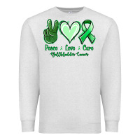 Oatmeal Heather Peace love cure Gallbladder Cancer Premium Sweatshirt - NancyCooperArtShop