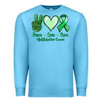 Ocean Blue Peace love cure Gallbladder Cancer Premium Sweatshirt - NancyCooperArtShop