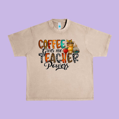 Coffee Gives Me Teacher Urban Heavy Tee Designed By Cowhidedigitalart