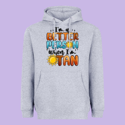 I'm Better Person When I'm Tan Heavyweight Hoodie Designed By Maliassmallbusiness