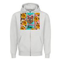 Dove Grey mama bear Zipper Hoodie - Artiststas