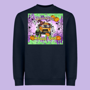 Halloween School Bus Heavyweight Sweatshirt Designed By Texasbilliewilder