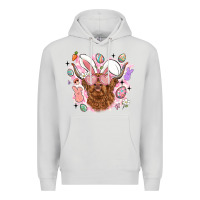 Dove Grey highland heifer easter Premium Hoodie - LillyAllenDesigns