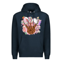 Navy highland heifer easter Premium Hoodie - LillyAllenDesigns
