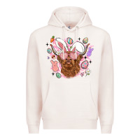Pale Pink highland heifer easter Premium Hoodie - LillyAllenDesigns