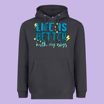 Life Is Better With My Boys Heavyweight Hoodie Designed By Maliassmallbusiness