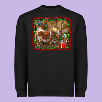 Christmas Farm Animals Heavyweight Sweatshirt Designed By Ranaportraitstore