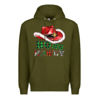 Army Green ho ho howdy christmas hat Premium Hoodie - AdoDesignShop