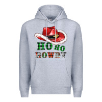 Heather Grey ho ho howdy christmas hat Premium Hoodie - AdoDesignShop