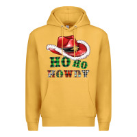 Mustard ho ho howdy christmas hat Premium Hoodie - AdoDesignShop