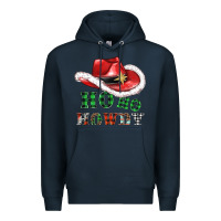 Navy ho ho howdy christmas hat Premium Hoodie - AdoDesignShop