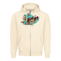 Sandshell cowhide leopard turquoise patch Zipper Hoodie - AdoDesignShop