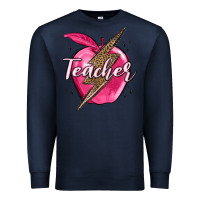 Navy teacher lightning bolt valentine s day Premium Sweatshirt - MaliasSmallBusiness