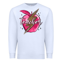 White teacher lightning bolt valentine s day Premium Sweatshirt - MaliasSmallBusiness