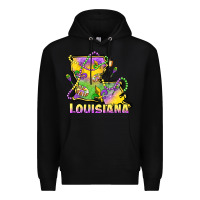 Black louisiana mardi gras state map Premium Hoodie - LillyAllenDesigns