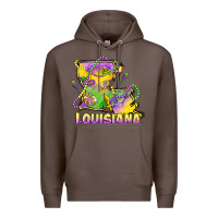 Coffee louisiana mardi gras state map Premium Hoodie - LillyAllenDesigns