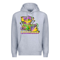 Heather Grey louisiana mardi gras state map Premium Hoodie - LillyAllenDesigns