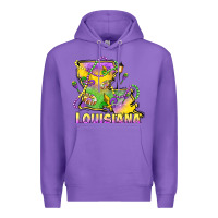 Purple louisiana mardi gras state map Premium Hoodie - LillyAllenDesigns