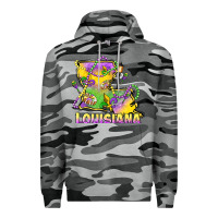 Slate Camo louisiana mardi gras state map Premium Hoodie - LillyAllenDesigns