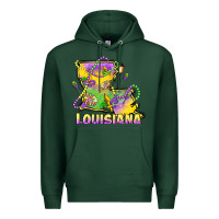 Sports Green louisiana mardi gras state map Premium Hoodie - LillyAllenDesigns