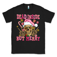 Black dead inside but merry  pink christmas skeleton Classic Tee - AdoDesignShop