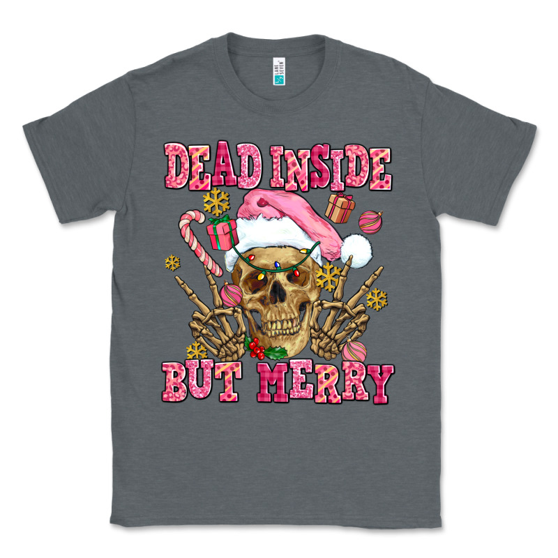 Dead Inside But Merry  Pink Christmas Skeleton Classic Tee by AdoDesignShop | Teevron
