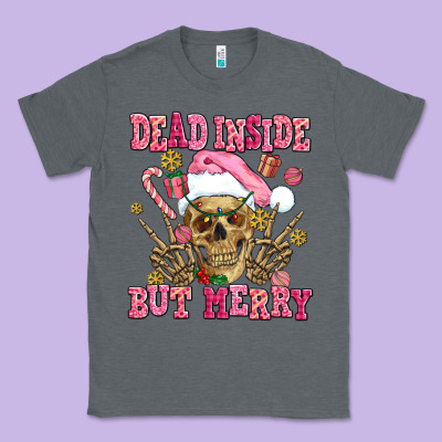 Dead Inside But Merry  Pink Christmas Skeleton Classic Tee Designed By Adodesignshop