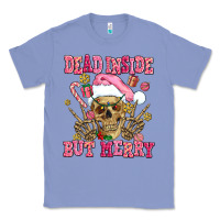Colony Blue dead inside but merry  pink christmas skeleton Classic Tee - AdoDesignShop