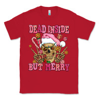 Red dead inside but merry  pink christmas skeleton Classic Tee - AdoDesignShop