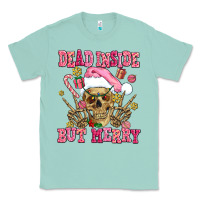 Seafoam dead inside but merry  pink christmas skeleton Classic Tee - AdoDesignShop