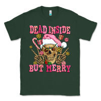 Sports Green dead inside but merry  pink christmas skeleton Classic Tee - AdoDesignShop